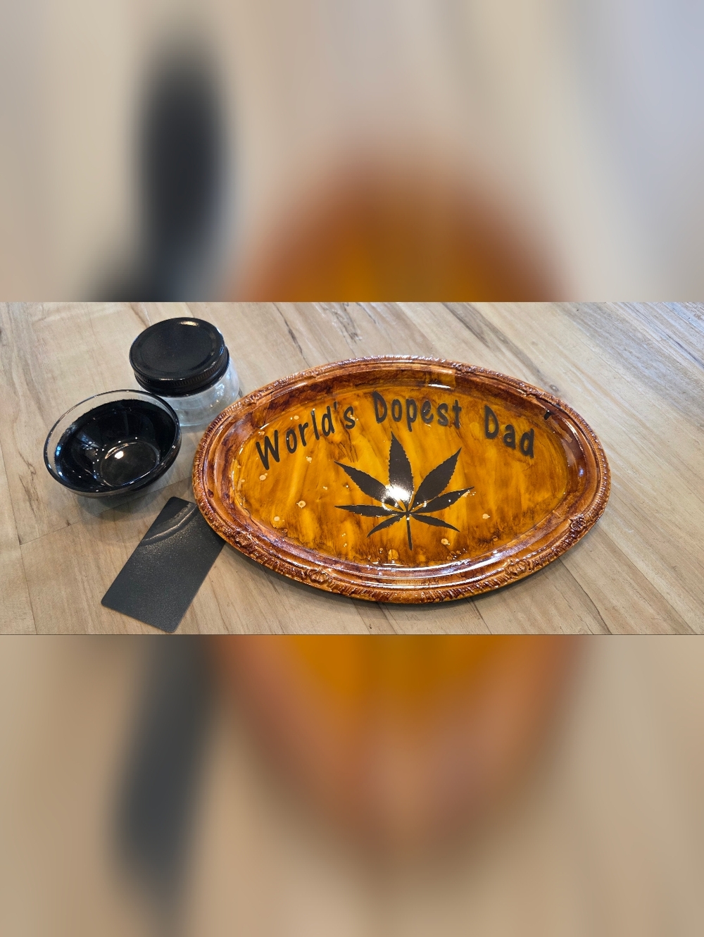 "World's Dopest Dad" Metal And Resin Tray.